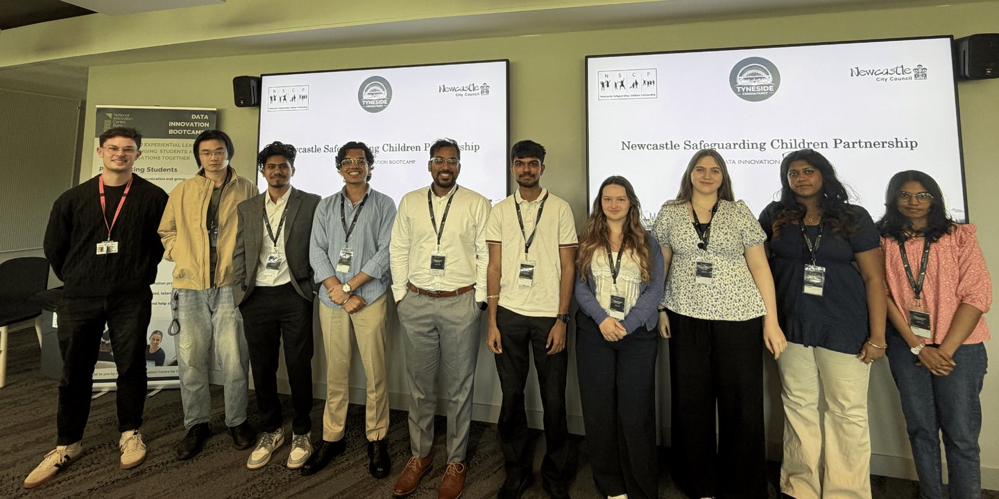 Students presenting for one of the businesses