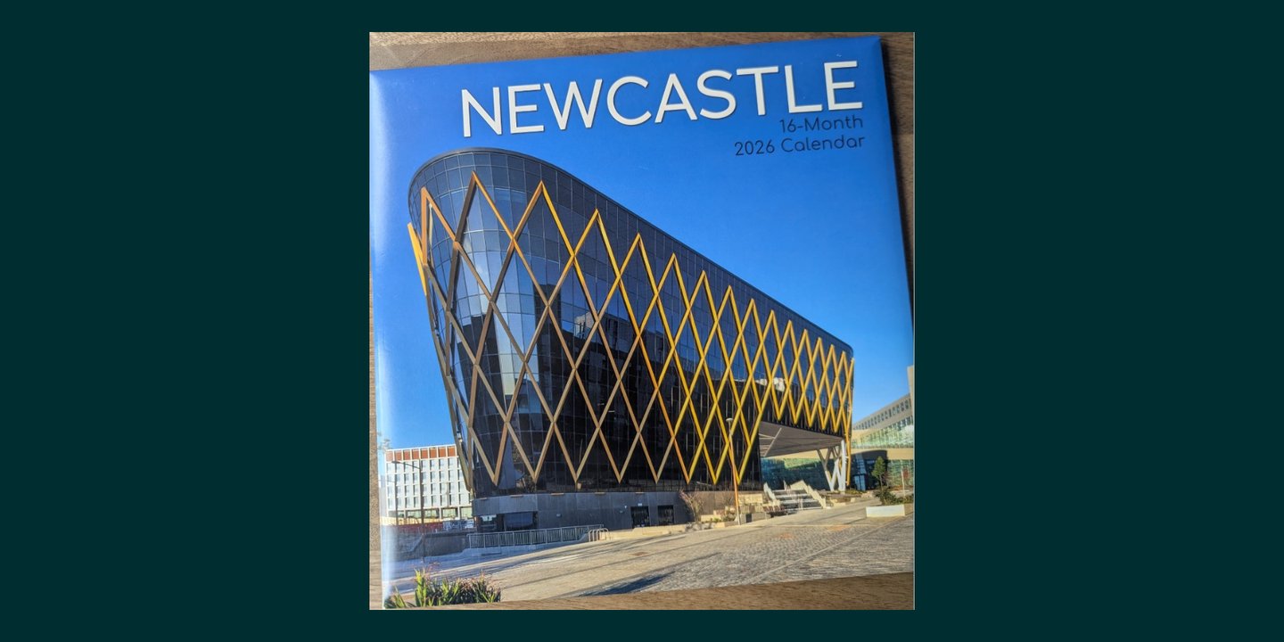 Image of the Catalyst on the front of a 2026 Newcastle calendar
